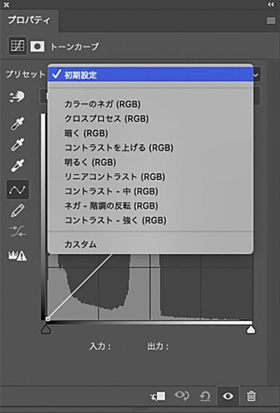 トーンカーブのプリセット