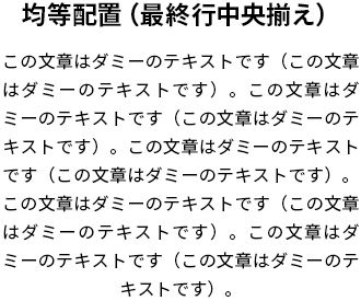 均等配置（最終行中央揃え）の見本