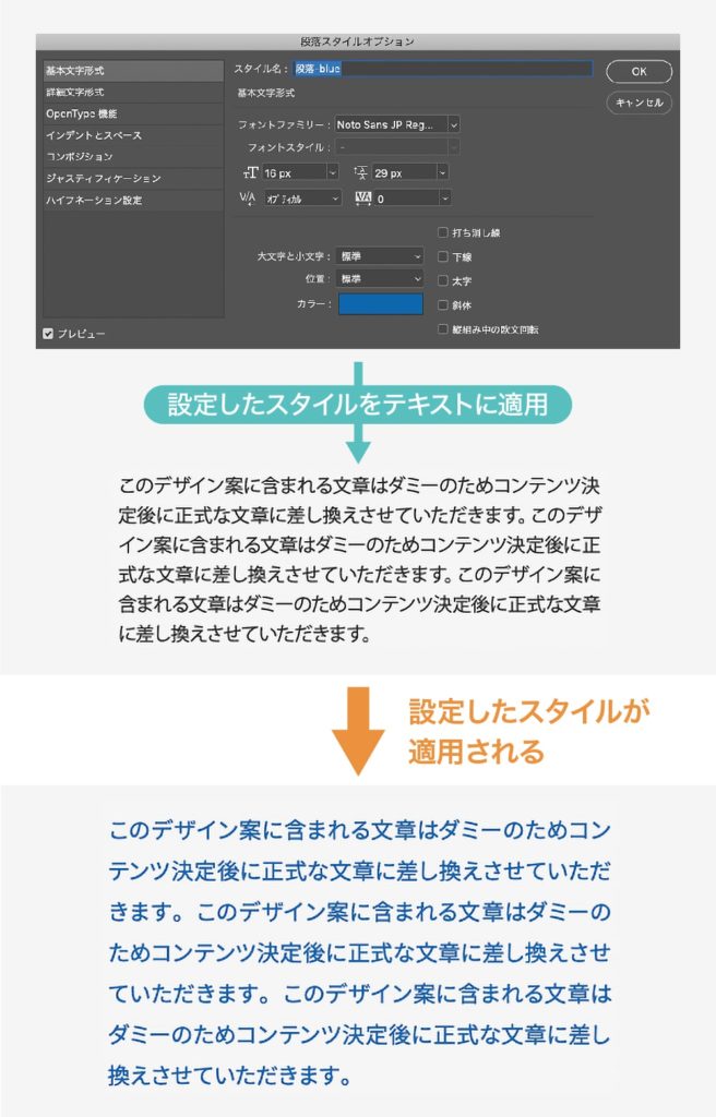 テキストのスタイル設定を適用することでスタイルを変更する方法