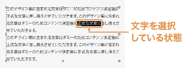 文字を選択している状態